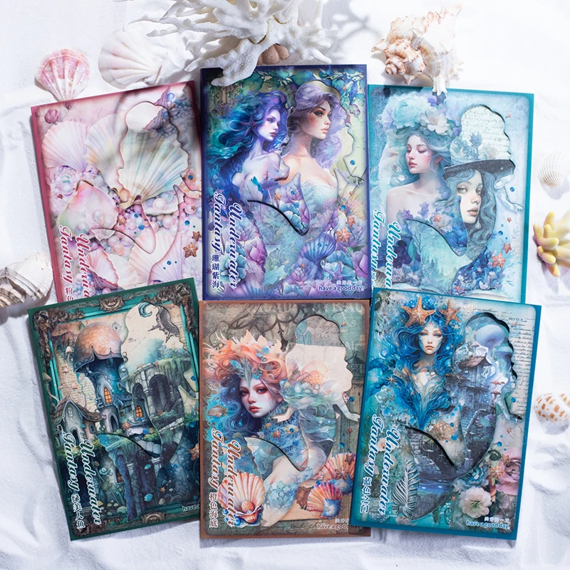 Yoofun 30pcs Underwater Fantasy Vintage Mermaid Collage Decor Material Paper Creative DIY Junk Journal Stationery Papers 2