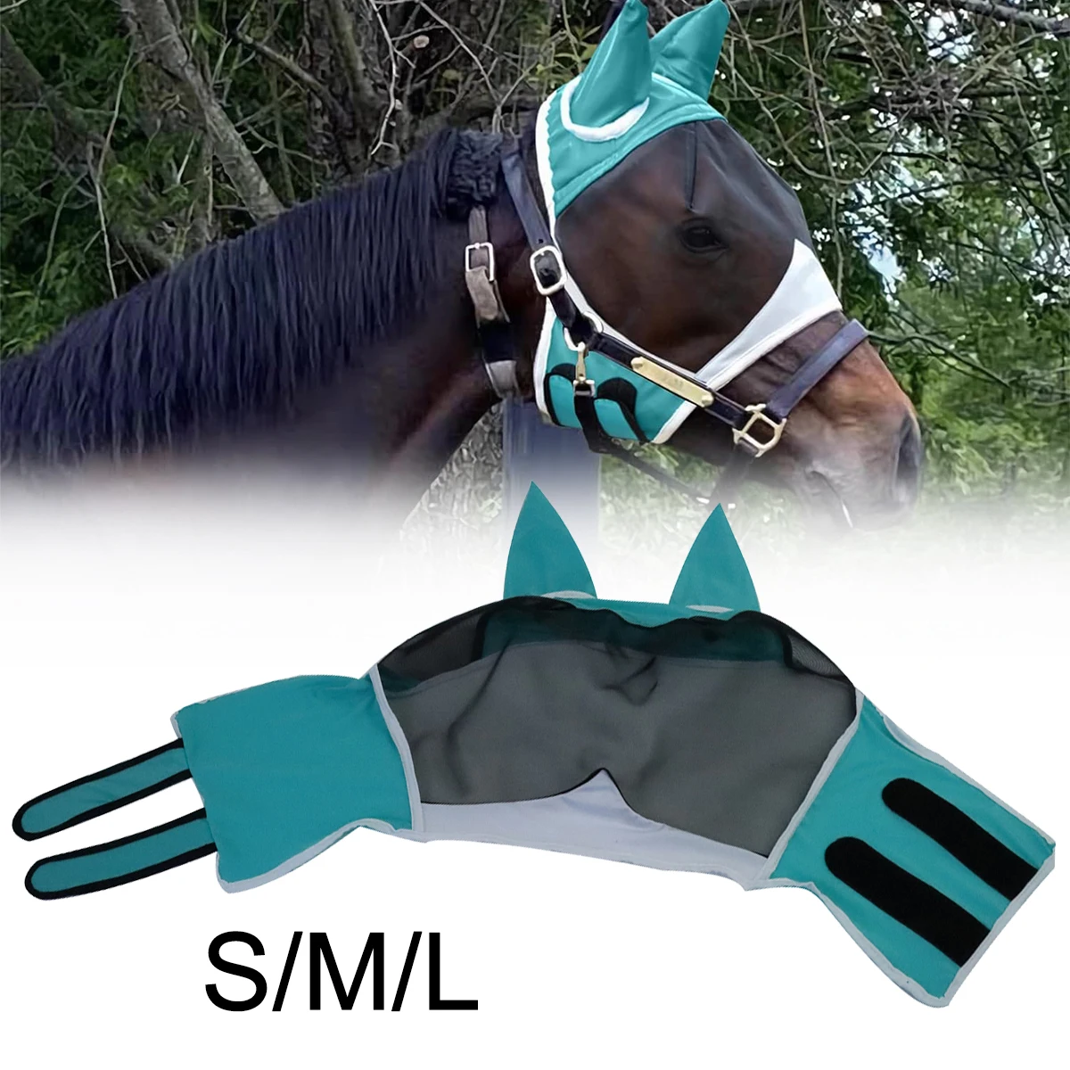 New Anti-mosquito Horse Hood, Multi-size Breathable Horse Mask, Suitable for Small, Medium Large Horses, Pasted to Prevent Mosqu
