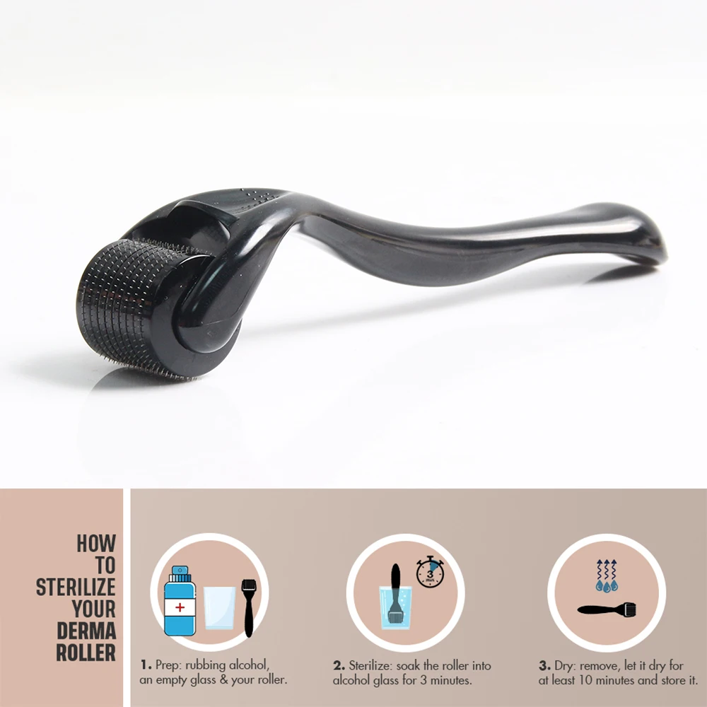 All Black Professional 540 Micro Needle Derma Roller Massage Roller For Skin Care Beard Growth Hair Growth 1Pcs derma roller