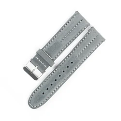 Premium Genuine Leather Watch Band - Universal Cowhide Strap Bracelet - 22mm (Gray)