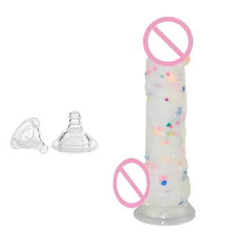 Rainbow particle jelly dildo strap on dildos with suction cup for women dick realistic sex toys for females lesbian masturbation 4
