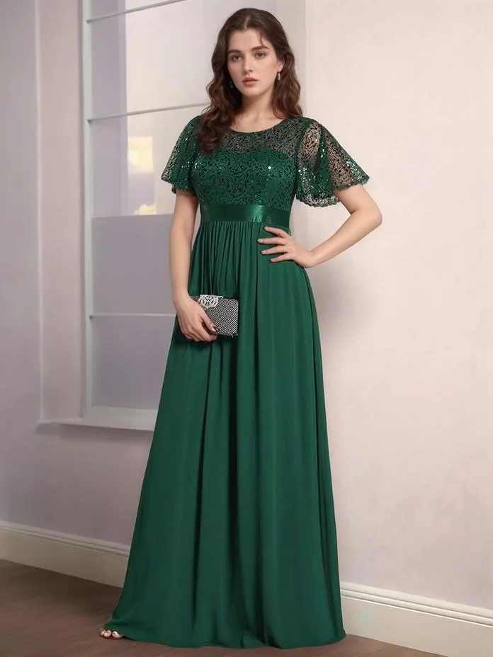 فساتين وصيفة العروس أنيقة برقبة دائرية للسيدات بأك...