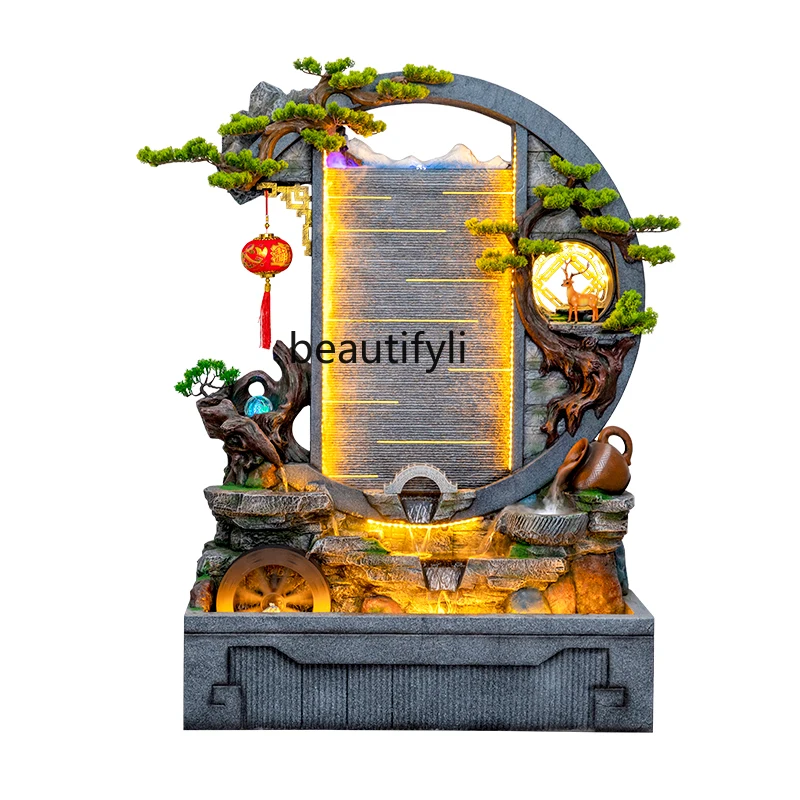 

Water Curtain Wall Flowing Water Lucky Decoration Opening Gifts Floor Hallway Screen Landscape Rockery Fountain Company