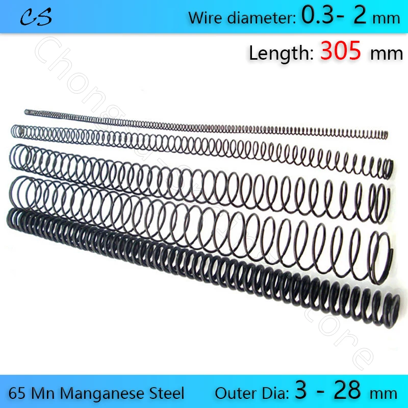 Ressort de compression en acier au manganèse, ressort de pression, diamètre du fil 305mm, 0.3mm, 0.4mm, 0.5mm, 0.6mm, 0.7mm-2mm, diamètre extérieur 3mm-28mm, 0.8mm, 65 Mn