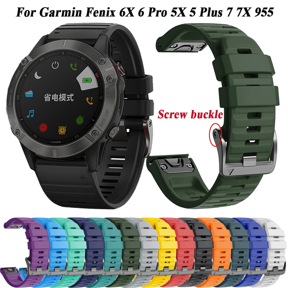 

26mm 22mm Watchband For Garmin Fenix 7X 6X Pro 5X 7 6 Pro 5 Plus 3 3HR Epix Silicone Wrist Band For Garmin MK2 MK1 Quick Release