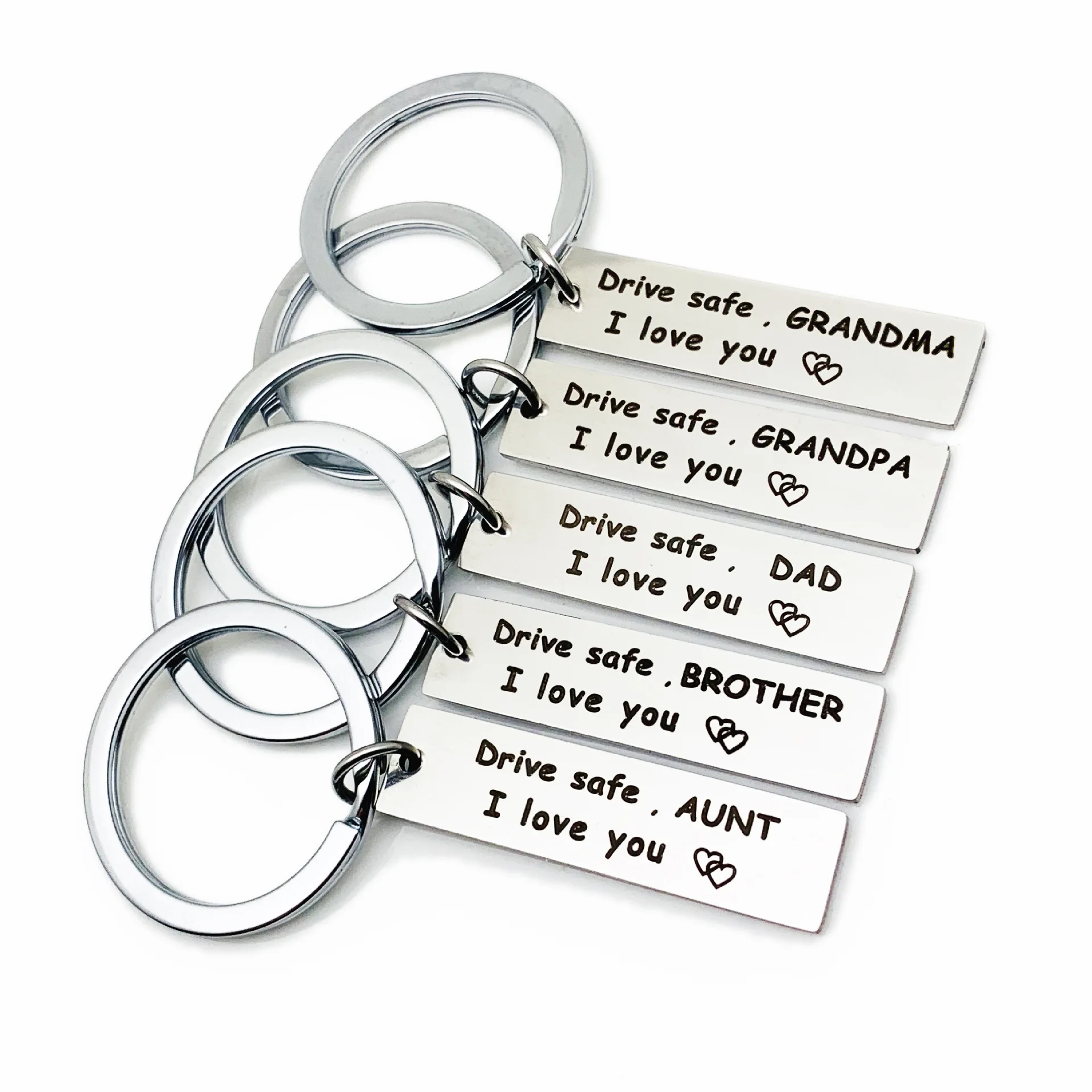 

Stainless Steel Drive Safe Keychain Dad Mom Brother Sister Grandpa Grandma Uncle Aunt Family Gift New Driver Keyring Jewelry