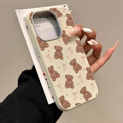 Heart - Shaped Bow Bear Design Case - Cute and Stylish Smartphone Cover - Galaxy S23 Ultra (Antique white)
