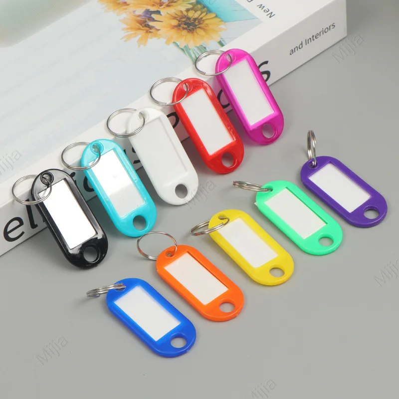 Hemoton 30pcs Multi-color Plastic Key Fobs Luggage ID Tags Labels with Key  Rings (Random Color)