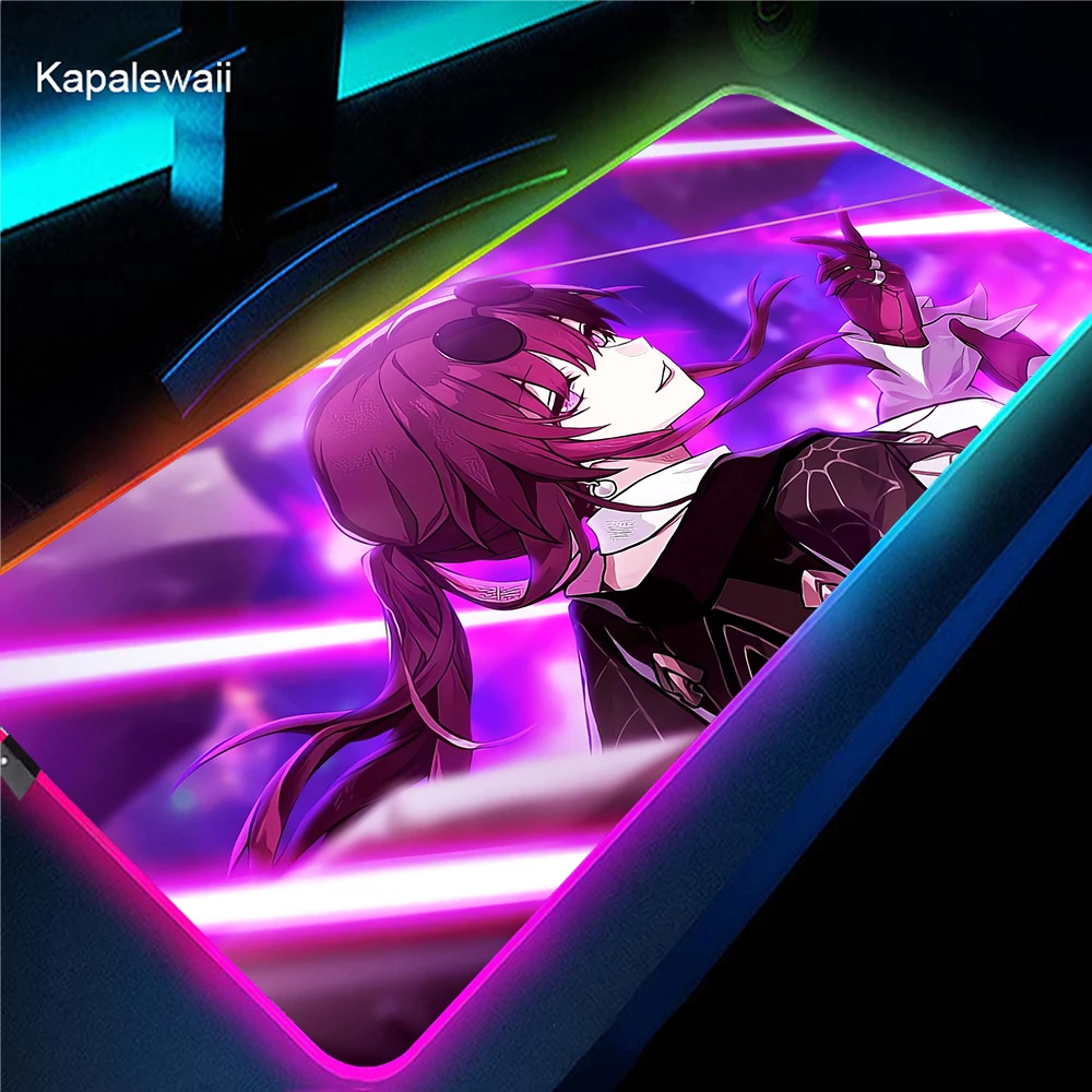 

Gaming Mouse Pad RGB Desk Mats Honkai Star Rail Gamer Mousepad LED Table Pads Backlit Rubber Desktop Mat XXL Mause Mat Anime Rug