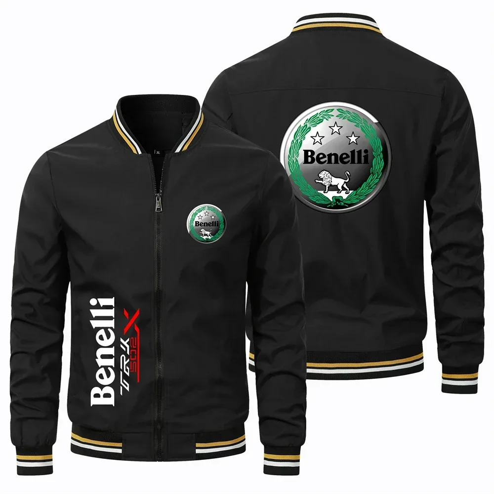 Men's Fashionable Bomb Jacket with Benelli Motorcycle for Spring Outdoor Leisure Windproof Oversized Men's Clothing New