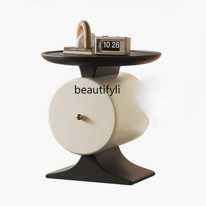 

Designer Creative Alarm Clock Bedside Table Master Bedroom Modern Light Luxury Bedside Storage Locker