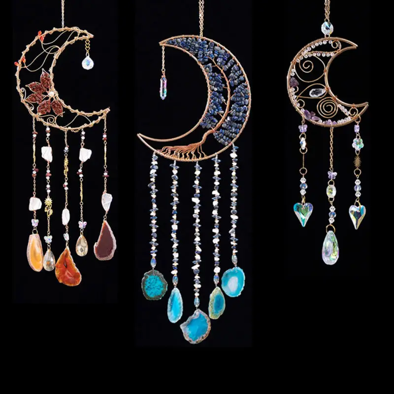 7 Chakra Crystal Gems Sun Catchers Hanging Home Ornaments Raw Natural Stone Agate Amethyst Tree of Life Reiki Decoration Gifts 6