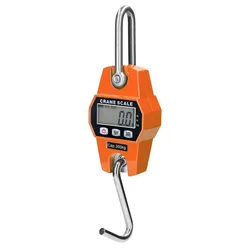 Heavy Duty 300kg Electronic Crane Scale with LCD Display and Stainless Steel Hook (Orange)