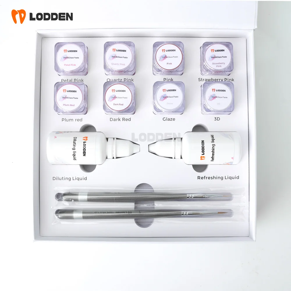 Lodden Dental Glaze Paste Verdünnungsmittelflüssigkeit Erfrischende Flüssigkeit Flecken- und Verglasungspasten-Kits für Zirkonoxid Dental Lab Cad Cam Material – Detail 3