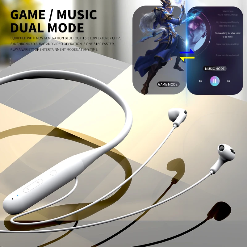 Wireless Bluetooth earphone Hearing aid Magnetic extra long standby neck hanging waterproof sports earphone with ear back