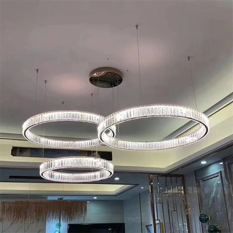 Modern Luxury Crystal LED K9 Chandelier Circle Rings Chandeliers Lighting Living Stairs Lamparas Pendant Lamp Fixtures Lights led chandelier,ceiling chandelier
