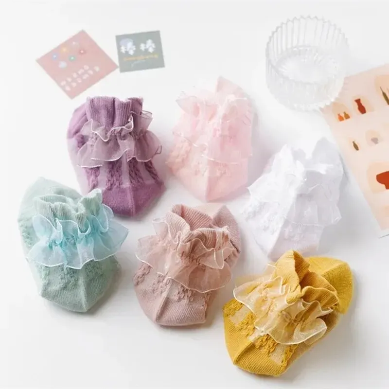 Spring Kids Girls Socks cotton socks girls socks childrens socks kids socks mesh socks Baby Frilly Lace Tutu Sock Cotton Children Dance Princess Girl Flowers Ruffled Solid Mesh Short Socken