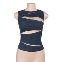 Women's Sleeveless Round Neck Vest Summer Solid Color Hollow Slim Vest Top Fashion Sexy Streetwear Women's Slim Vest Top 2024 - Image 6