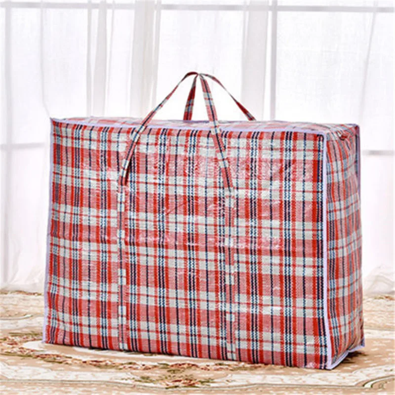 Reusable Plastic Jumbo Laundry Zipped Large Strong Shopping Home Storage Bag Strong Woven Plastic PVC Bags Luggage Cover 5