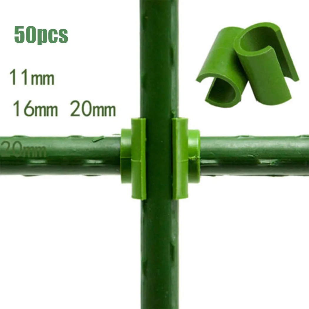 50Pcs 11/16/20mm Adjustable Plastic Fastener Garden Cross Clip For Fixed Garden Frame Rod Fixed Buckle Trellis Stake Clamp