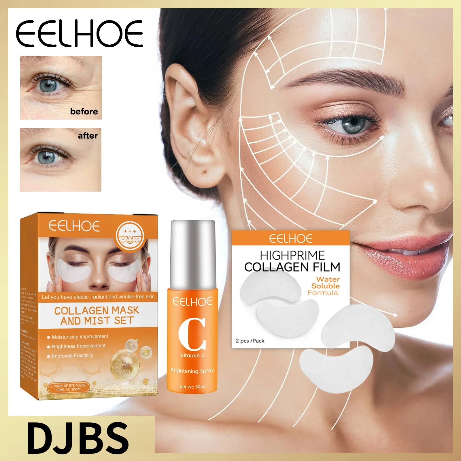 

Facial High-Protein Collagen Film Water-Soluble Mask Fades Dark Circles Eye Bags Eye Mask Light Fine Lines Lifting and Firming