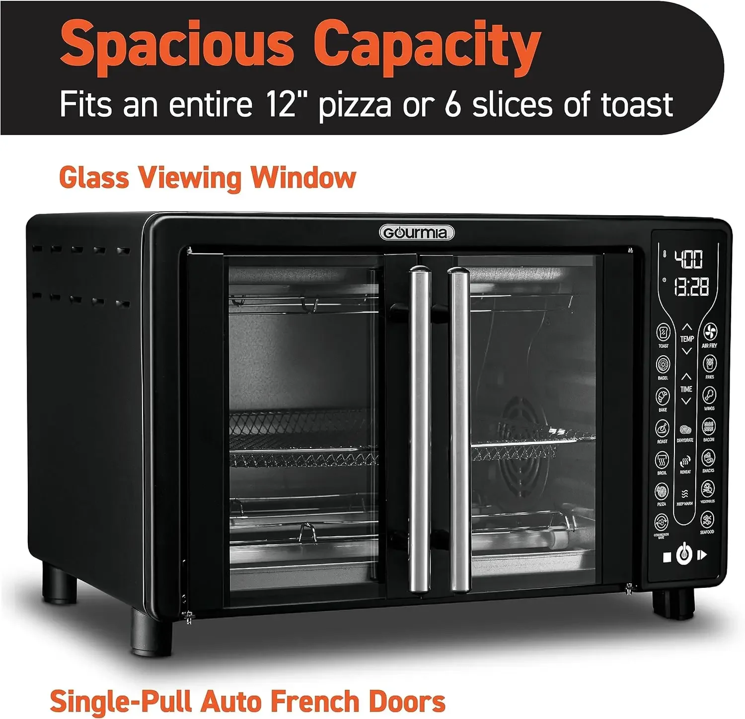 New Toaster Oven Air Fryer Combo 17 Cooking Presets 1700W French Door Digital Air Fryer Oven 24L Capacity Accessories 3