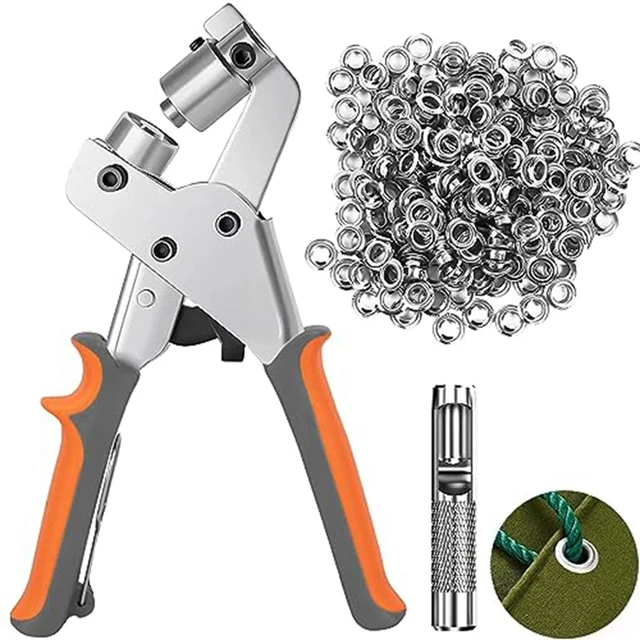 Heavy Duty Hole Punch Pliers Tool Tarp Grommet Kit Metal With 500