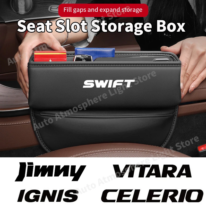 

Car Front Seat Crevice Storage Box Pocket For SUZUKI Jimny ALTO SWIFT SX4 GRAND VITARA Wallet Keys Phone Holder Auto Accessories