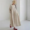 Spring Summer 2024 Plus Size Loose Fit Cotton Linen Dress Elegant Round Neck Long Dress Women's Pullover Trendy