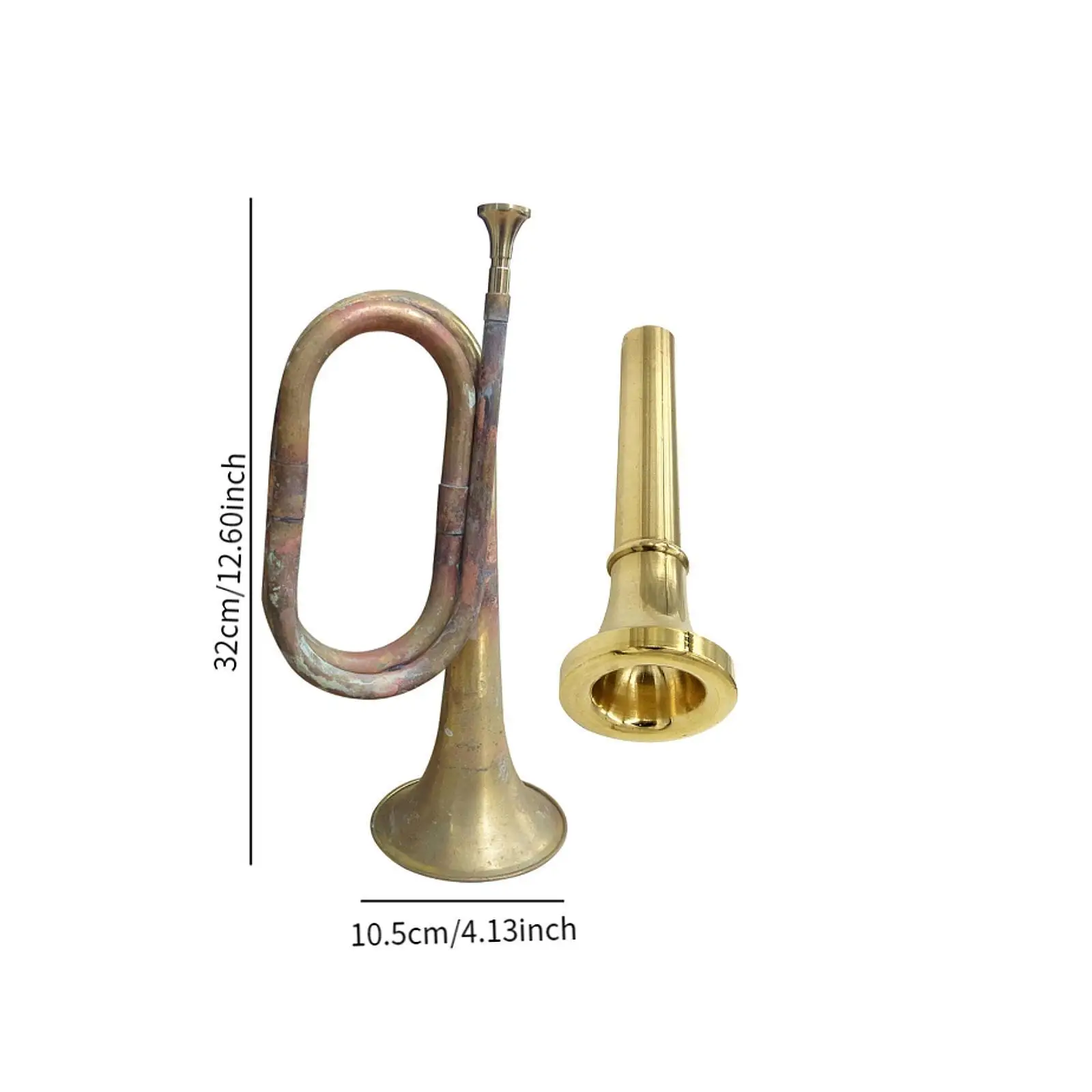 Blowing Bugle Cavalry Trumpet C Bugle Classic Mini Brass Instrument Marching for Stage Performance Adults Children Kids