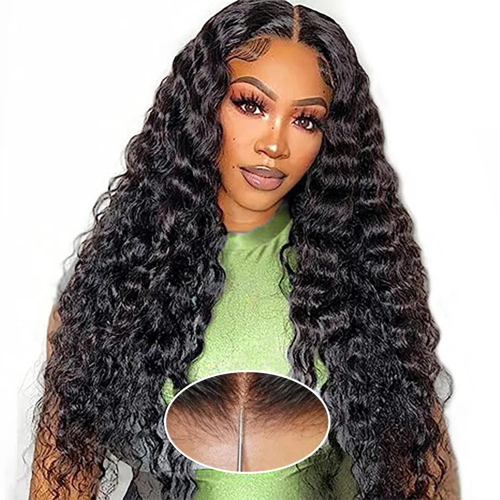 

5x5 Lace Closure Wigs for Women Deep Wave Human Hair Pre Plucked 180% Density Transparent Lace Front Wigs Human Hair