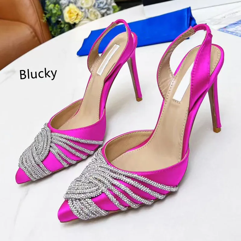 

Women's High Heels Handmade Rhinestone Pointed Colorful Fashion Sexy Versatile Women's Crystal Sandals