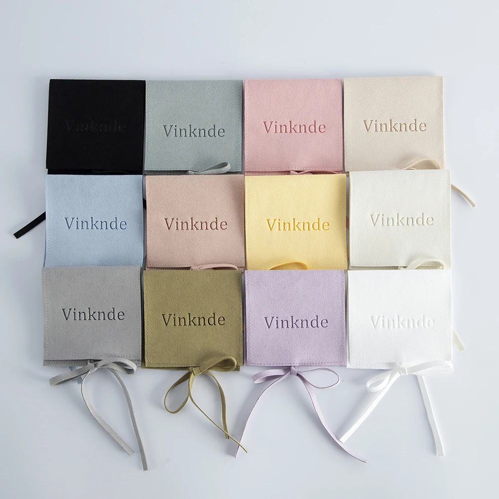 50pcs Microfiber Jewelry Packaging Gift Bags Custom Logo Velvet Wedding Favors Candy Goodie Bag Small Size Rings Organizer Pouch