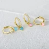Aide Silver Color Hoop Earrings With Cute Candy Neon Color Enamel Heart Charm Drop Earring Gold Color For Girls Party Jewelry 3