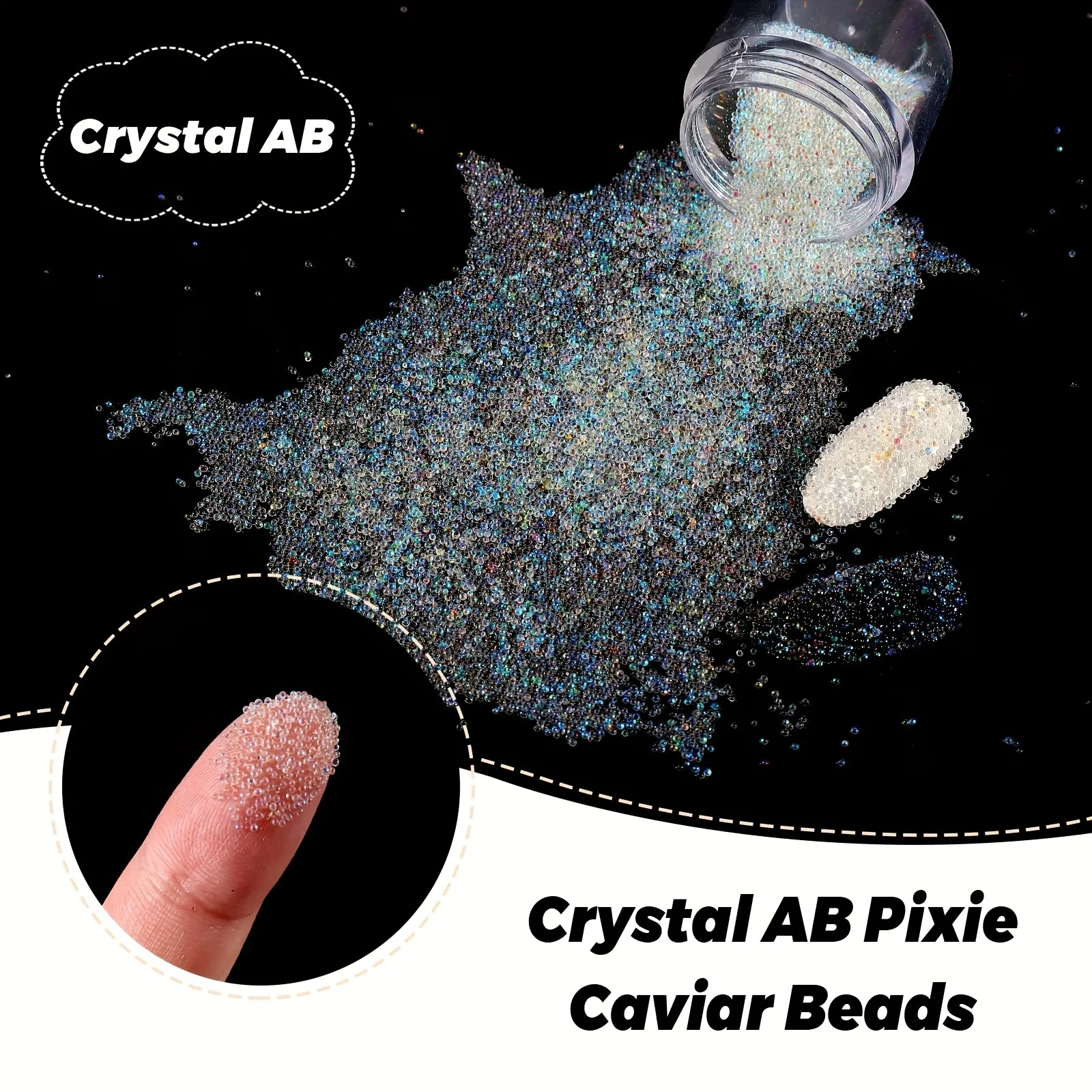 손톱 장 10000개 캐비어 비즈, 마이크로 픽시 비즈, 20g/0.71oz 유리 버블 비즈, 무지개 빛깔의 물방울 버블 비즈