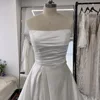 Mryarce 2024 Simple Classic Wedding Dresses With Slit Strapless Luxury Satin A Line Bridal Gowns With Pockets 5