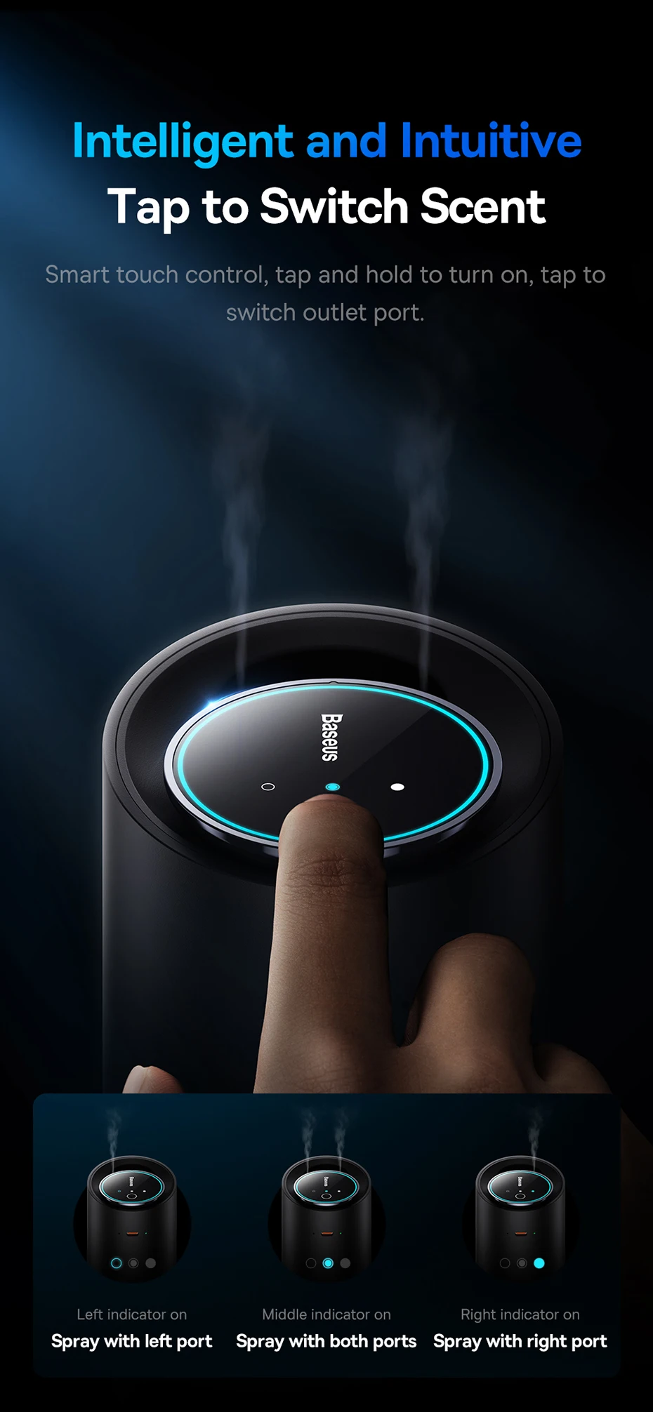 chube Máy Khuếch Tán Nước Hoa Khô Baseus Wisdom Car Smart Dual-port Atomized Aromatherapy Diffuser (Cup Holder Version)