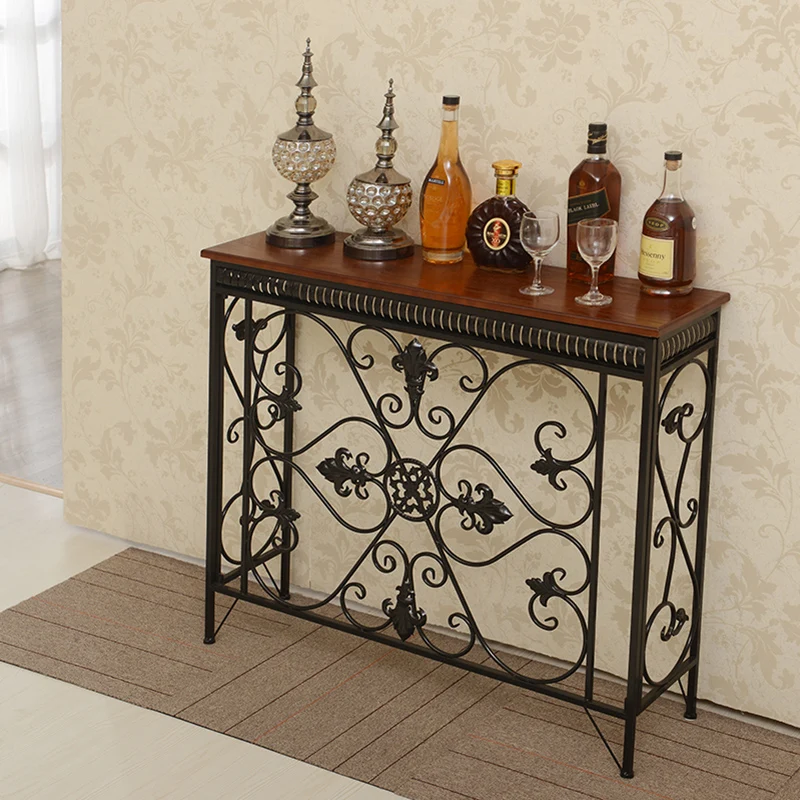 Tavolo consolle stretto europeo Ingresso portico Tavolo consolle bellezza americana Tavolo eclettivo rustico Salone Maison Mobili per la casa - immagine 5