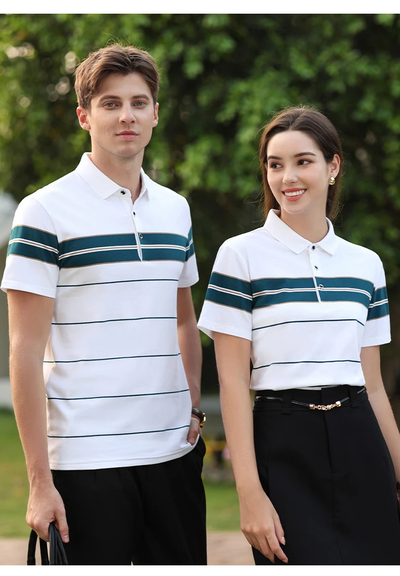 Summer men's polo shirt pure cotton short sleeved T-shirt thin striped business casual breathable wrinkle resistant top 18 S7691b7688b1b4ac6b487a91f21ef9495g