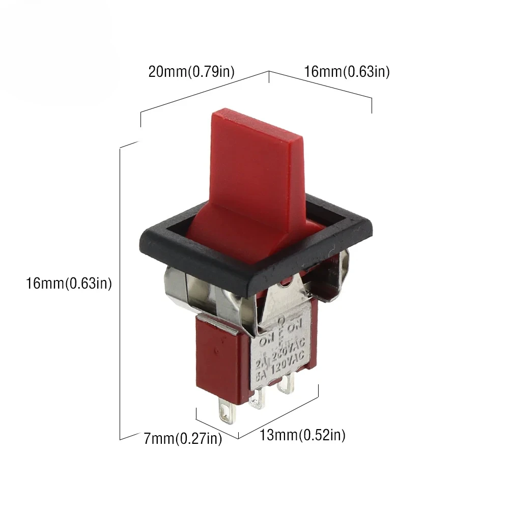 SPDT DPDT 리셋 래칭 토글 스위치 RLS-102 5A 125V 3A 250V AC 미니 3 6핀 ON-ON ON-OFF-ON 로커 스위치 조명 모터용