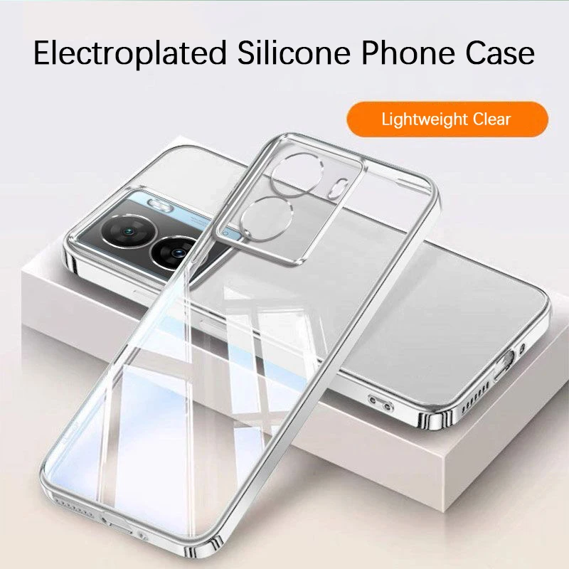 Premium Transparent Plating Silicone Phone Case - Soft Luxury Bumper Cover