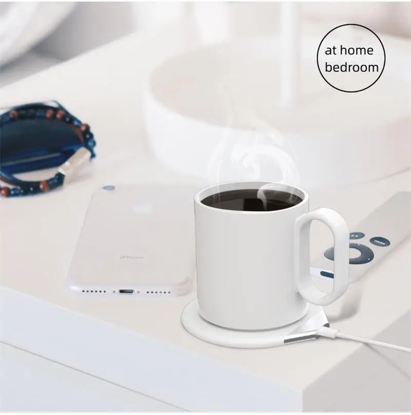 Chauffe-tasse avec chargeur sans fil 2 en 1 tasse chauffante tasse  réchauffeur pour bureau à domicile