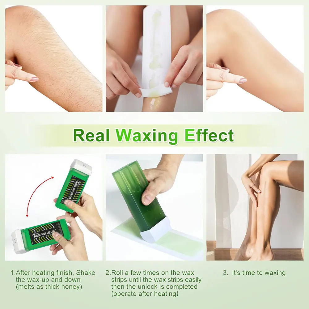 100g Roll on Wax Painless Wax Roll On For Hair removal Depilatory Wax Warmer Aloe Wax Cartridge For Bikini Body Hair Removal 4