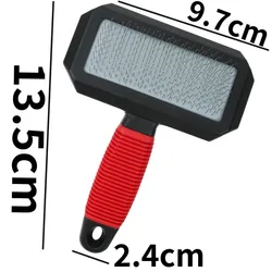 Stainless Steel Pet Grooming and Massage Brush with Soft Handle (Red)