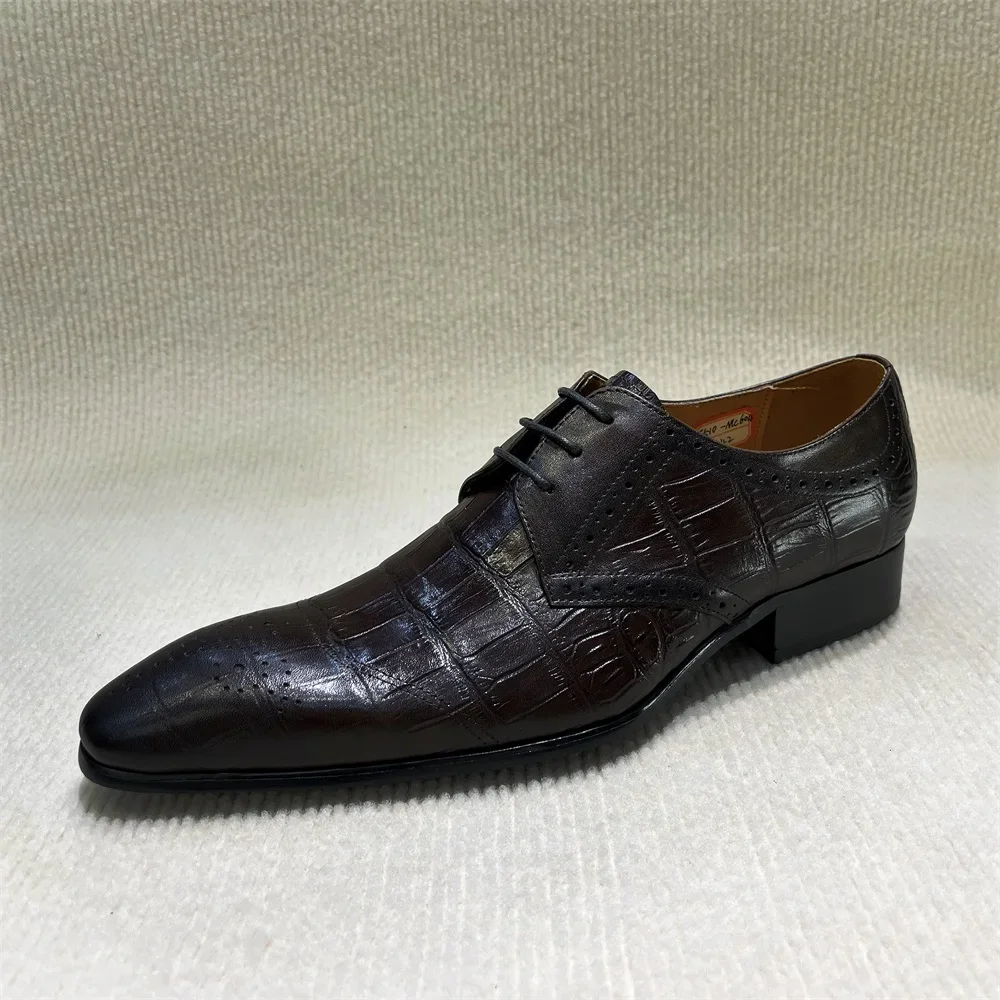 Men Luxury Italian Leather Oxfords Shoes Brown/Black Lace-Up Wedding Business Formal Fashion