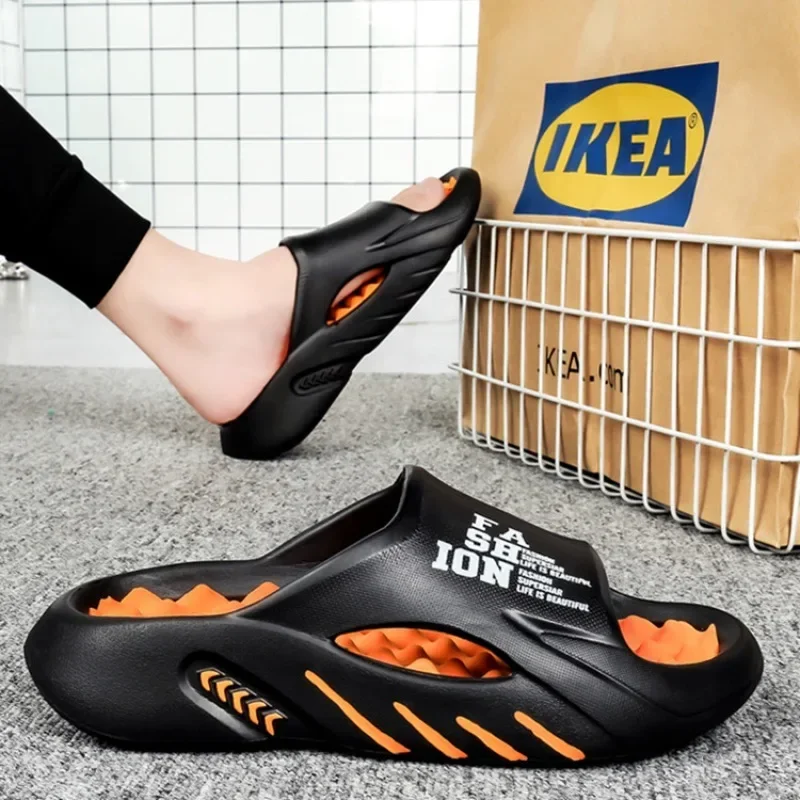 Summer Men's Slippers Outdoor Casual Beach Shoes Flip-Flops Big Size48 EVA Soft Sole Slides eva slippers,fashion slippers,soft slippers,beach sandals,beach slippers,massage sandals