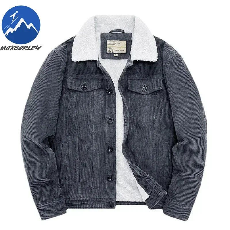 Male Cotton Jackets Padded Warm Loose Parka Coat Corduroy Short