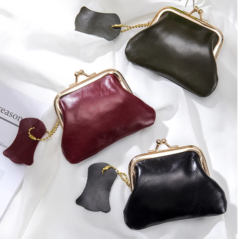 Women Small Coin Purse Genuine Cow Leather Ladies Fashion Card Holder Wallets Small Purses Elegant Bags