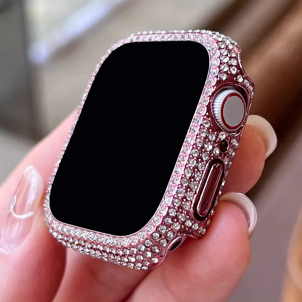 Rhinestone Embellished Tempered Glass Watch Screen Protector Case