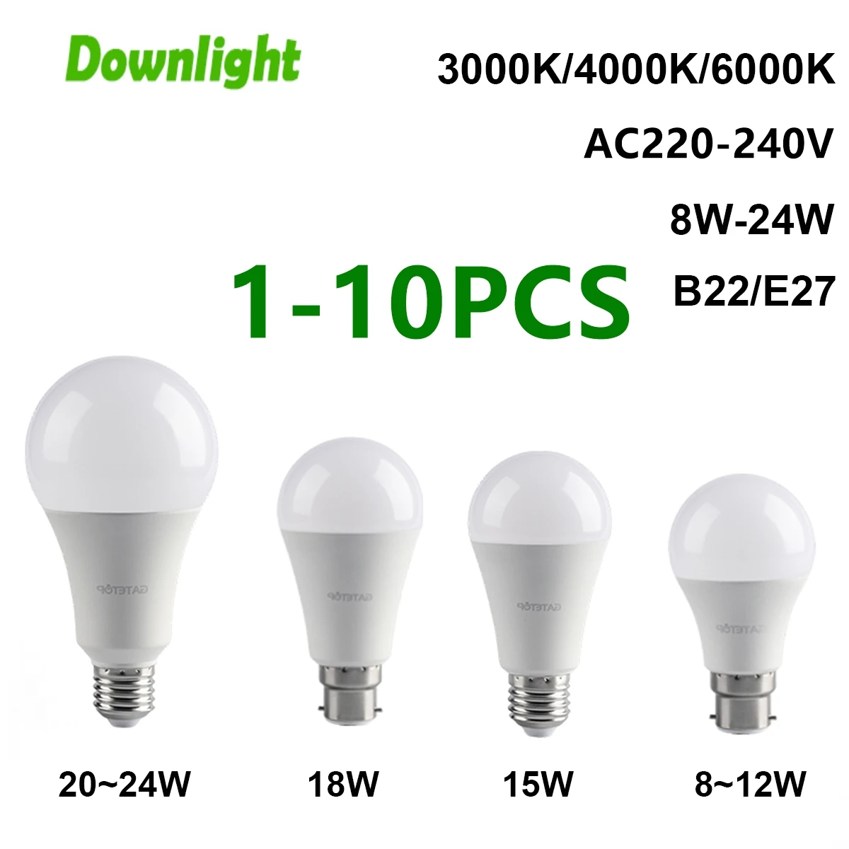 

1-10PCS Led Bulb Lamps AC220V E27 B22 Light Real Power 8W-24W 3000K/4000K/6000K Super bright warm white light Lampada For Home